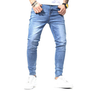 Jeans en denim respirant pour homme sur mesure - Motif uni, finition délavée, saison printemps, 100% coton, haute qualité - Product Image 1