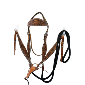 Ecológico de alta calidad al por mayor 100% de cuero natural caballo Headstall Breastplate & Reins2025 - Product Image 1