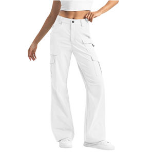 2025 pantalones Cargo para mujer, pantalones de pierna ancha azules holgados informales para mujer, pantalones de cintura alta, ropa de calle con cordón, pantalón de chándal - Product Image 4