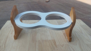 Station d'alimentation en bois support écologique pour animaux de compagnie mangeoire surélevée pour animaux de compagnie meubles en bois massif support à double bol - Product Image 4