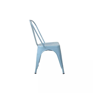 Silla de exterior de hierro fabricada en España lista para exportar en pintura azul estilo industrial muebles de interior/exterior - Product Image 3