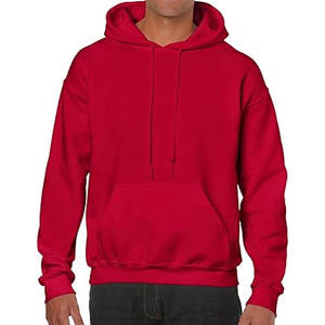 Sudadera con capucha de poliéster 100% a la moda de invierno de Color rojo personalizado, Sudadera con capucha de lana alta de talla grande, diseño suelto liso para sudaderas con capucha de otoño - Product Image 1