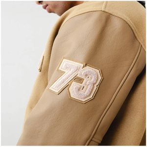 เสื้อแจ็กเก็ตเบสบอลวิทยาลัยสำหรับผู้ชายเสื้อแจ็กเก็ตเบสบอลปักลายด้วยกำมะหยี่แขนเสื้อแจ็คเก็ตทีมโรงเรียนอักษรวินเทจสำหรับผู้ชาย - Product Image 5