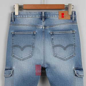 Pantalones Cargo de Mezclilla para Hombre, Jeans con Bolsillos Utilitarios, Estilo Urbano, Corte Ajustado, Mezclilla Resistente de 400 GSM - Product Image 5