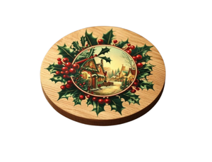 Handmade Round Wooden Coasters with <b>Christmas</b> Theme Printed Design for Holiday and Table Decoration Made in Vietnam - Product Image 3