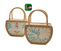 Sac à bandoulière en rotin fabriqué à la main avec logo unique, sac en rotin avec perle de mère/sac en rotin croissant nouveau design
