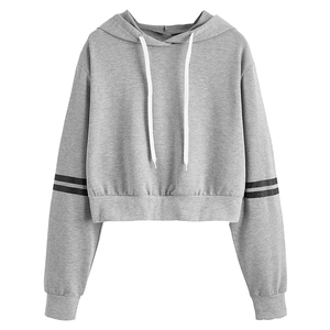 Servicio OEM al por mayor de alta calidad Crop Top Sudadera con capucha para mujer Sudadera de manga larga con logotipo personalizado Sudadera con capucha recortada para mujer - Product Image 1