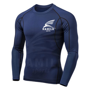 OEM Service Custom <b>Logo</b> Long Sleeve Gym Compression Shirt 100% Cotton Solid Pattern - Product Image 1