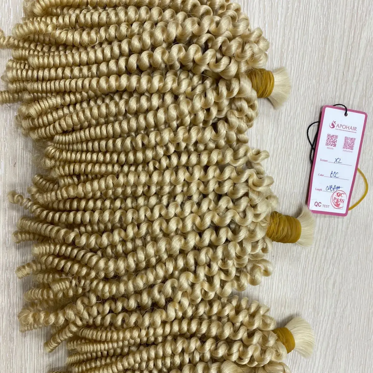 Bulk Hair Deep Curly blonde colors 100% remy human hair extensions top quality for Wholesale price