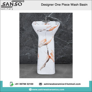Lavabo ovalado de una pieza de cerámica india de alta calidad del proveedor líder ampliamente buscado para uso en el baño del hogar y el hotel - Product Image 2