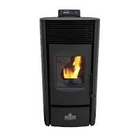 Poêle à granulés de bois au design moderne pour le chauffage des salles de bain, chauffage autonome à biomasse avec télécommande Wi-Fi, 180-200m², 19,5KW