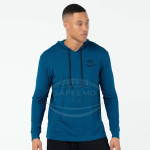 เสื้อฮู้ดผู้ชายสำหรับออกกำลังกายในฤดูหนาว เนื้อผ้าเบา แห้งเร็ว ระบายอากาศได้ดี เป็นมิตรกับสิ่งแวดล้อม ไม่หดตัว ผลิตจากโพลีเอสเตอร์/ผ้าฝ้าย ทรงหลวม รับผลิตแบบ OEM - Product Image 1