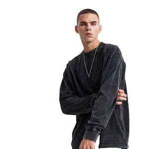 Ropa de calle Vintage lavado piedra desgastada lavado camiseta Logotipo de impresión personalizada Oversize Overdyed ácido lavado camiseta de hombre - Product Image 6