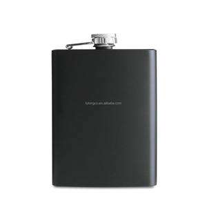 Petit compagnon de voyage en acier inoxydable noir de huit oz verres marque personnalisée - Product Image 1