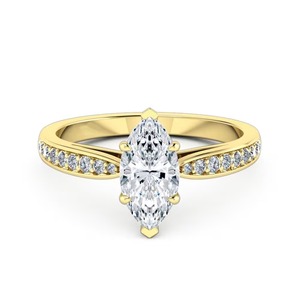 Bague Pavée en Diamant de Laboratoire Scintillant Taille Marquise, Or Massif 14K, Qualité F-VS2, Sertissage Pavé, Idéale pour Mariage, Fiançailles, Cérémonies et Soirées - Product Image 3