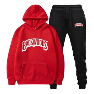 <b>Men's</b> Embroidered <b>Fleece</b> <b>Hooded</b> Tracksuit Set Thick Warm Waterproof Breathable Sportswear - Product Image 5