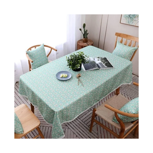 <b>Round</b> Cotton Linen Tablecloth 70x108 Inch Durable ISO 14001 Solid Mint Green Woven Minimalist Style Washable Home Dining Cover - Product Image 6