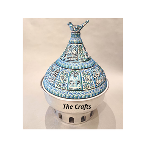 Plato de frotamiento de alimentos de acero y aluminio con Meena Work Plato de servicio de calentador de alimentos de la más alta calidad para uso en bodas - Product Image 6