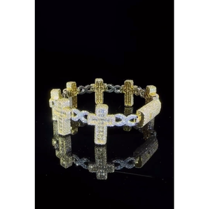 Brazalete Infinito Blazing Cross con Moissanita y Engaste Pavé, Plata 925, Lujo Unisex para Uso Diario - Product Image 1