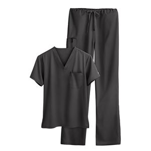 Conjuntos de fregado unisex superventas, uniforme médico hospitalario superior con cuello en V elástico de Color sólido, conjunto de fregado a granel personalizable OEM al por mayor - Product Image 1