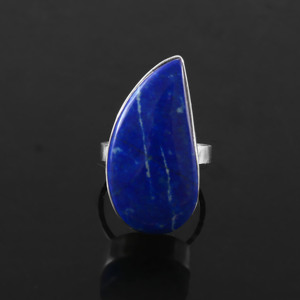Bague de réglage de lunette en argent sterling pour femme Cabochon en lapis-lazuli naturel Rhodium Personnalisable Fête de mariage classique - Product Image 2