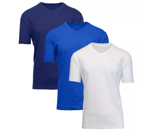 เสื้อยืด3แพ็คสำหรับผู้ชายผ้าคอตตอนคอวีแขนสั้นทรงพอดีตัวทันสมัย - Product Image 5