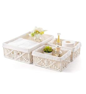 Decorative macrame storage <b>basket</b> to enhance home styling while providing essential space saving storage - Product Image 1