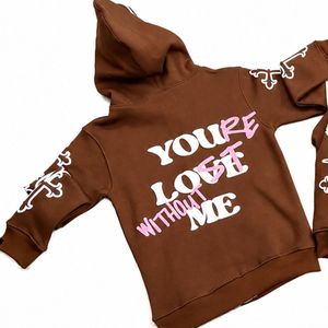 Sweat à capuche unisexe surdimensionné en molleton marron personnalisé avec fermeture éclair, impression et broderie de logo, 100 % coton, service OEM/ODM, respirant - Product Image 2