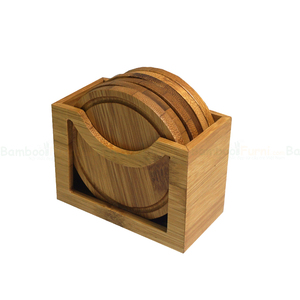 BFKDL001 Ensemble de plateaux ronds en bois modernes pour porte-gobelets D9.5 (cm) - Product Image 1