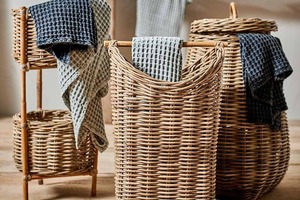 Panier de rangement rond en rotin naturel fait main, écologique, moderne, multifonctionnel, bac à linge fabriqué au Vietnam - Product Image 5