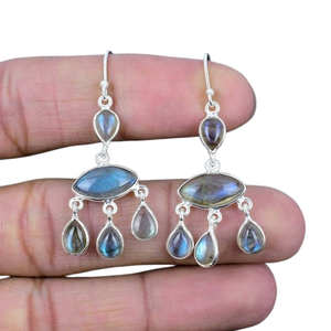 Labradorite Gemstone <b>Earrings</b> Jewelry For Women Silver Boho Style Jewelry 925 Sterling Silver Trending <b>Handmade</b> <b>Earrings</b> Gift - Product Image 1