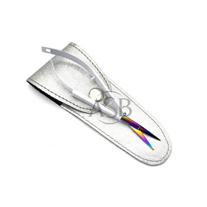 Blanc arc-en-ciel en acier inoxydable russe manucure cils sourcil Double Action droite lame incurvée ciseaux à ressort - Product Image 2