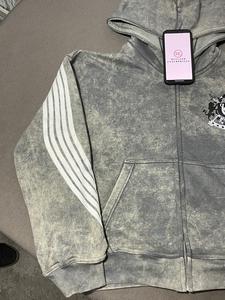 Sweat à capuche vintage surdimensionné pour homme Ketine, 100% coton, tissu éponge français, respirant, effet délavé au soleil, fermeture éclair, longueur courte, poche, design d'hiver - Product Image 3