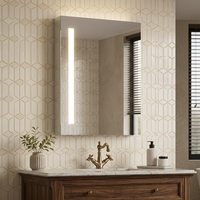 Armoire de salle de bain murale à une seule porte avec miroir, armoire à pharmacie moderne intelligente à LED avec rangement