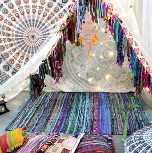 Alfombra de trapo hecha a mano de comercio justo, alfombra Chindi, alfombras Chindi decorativas indias multicolores ecológicas para sala de estar y dormitorio - Product Image 6