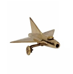 Modern Golden Airplane Sculpture Polished <b>Desk</b> Decor for home office gifting or collectors display - Product Image 3