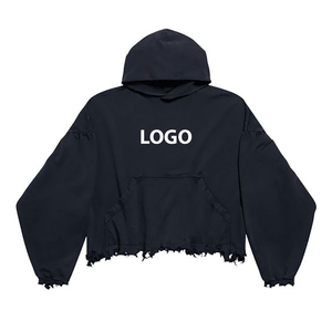 Bas Détresse 100% Coton Conception À La Mode Pull À Capuche Matériel De Haute Qualité Personnalisé Respirant Hoodies Prix De Gros - Product Image 1