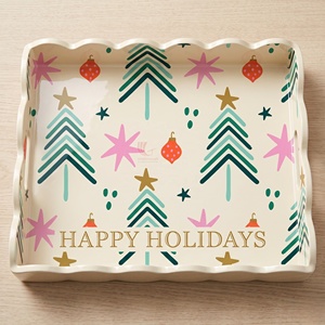 Plateau décoratif en laque de Noël, plateau de service, plateau cadeau de fête avec design personnalisé, vente en gros - Product Image 4