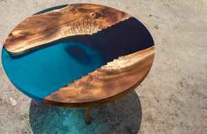 Natural Crafts Polished <b>Epoxy</b> Resin Wood Dining <b>Coffee</b> <b>Table</b> Durable Resin Coating Angel European Design for Home Decoration - Product Image 3