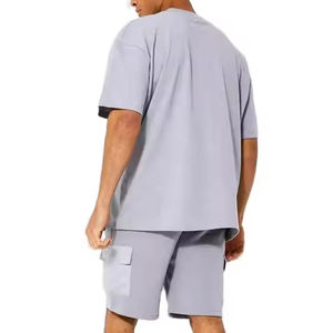 Conjunto personalizado de moda de verano para hombre, camiseta y pantalones cortos informales de algodón transpirable, chándal corto de 2 piezas - Product Image 2