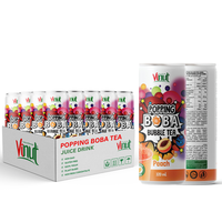 Venta al por mayor Bebida Refresco-320ml Popping Bubble Pearl Boba Tea con jugo Sabores de melocotón-Muestra gratis-Etiqueta privada OEM