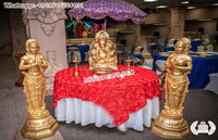 Décoration de hall d'entrée de mariage moderne la plus élégante, statue de Ganpati Ganesha Singhasan en bois de teck léger, décoration de mariage sud-indienne