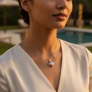 Pendentif en argent 925 avec zircone cubique pour femmes, à porter au quotidien, avec un motif unique - Product Image 3