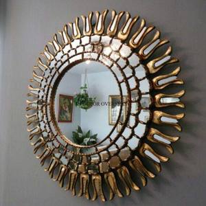 Finest Quality Metal Made Unique Fancy Designer <b>Gold</b> Plated Framed Wall <b>Mirror</b> Home And Office Decoration Accessories Supplies - Product Image 3