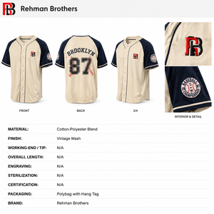 Vintage Style Custom Baseball Jersey-<b>Men's</b> <b>Retro</b> Cotton Poly Sports <b>Shirt</b> for Cream Navy Boxy Fit - Product Image 6