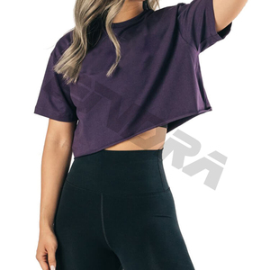 2023 Cotton Blank Causal O-Neck Tshirt <b>Crop</b> T-shirt Women New Design <b>Crop</b> <b>Top</b> Short Sleeve Cotton Wholesale ODM - Product Image 4