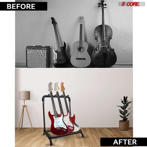 5 Core Multi Guitar Rack Stand Floor 3 Slot Adjustable Flying V Guitars Holder Black Collapsible Soft Padding 26 Inch - Product Image 6