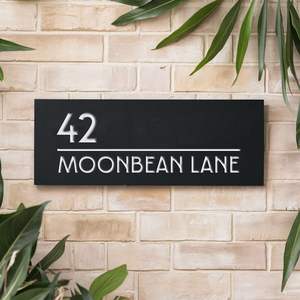 Mat Noir & Or <span class=keywords><strong>Miroir</strong></span> Numéro Adresse Signe Numéro de Maison et Nom <span class=keywords><strong>Plaque</strong></span> Murale Coupe Acrylique Numéro de Maison Signe - Product Image 1