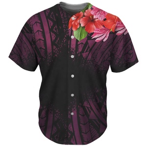 Maillot de baseball unisexe à imprimé floral, manches longues, respirant, en polyester, vêtement de sport d'été, coupe classique, fermeture boutonnée - Product Image 3