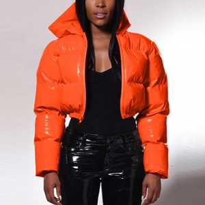 2025 chaquetas de bombardero de manga larga con cremallera para mujer de invierno de gran tamaño personalizadas chaqueta de mujer con capucha cómoda Color naranja - Product Image 3